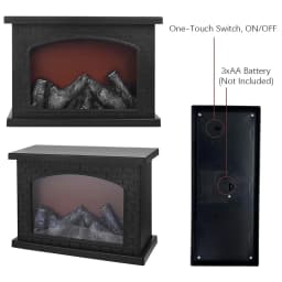 HOMEFISH Christmas Fireplace Flame Light Charcoal Style LED Table Lamp Warm Ambient Lighting for Holiday Winter Party Home Decor