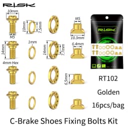 16pcs/bag RISK Titanium Alloy Road Bike Caliper C Brake Shoes Fixing Bolts Screw Kit for R8000 UT6800 DA9000