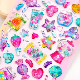 3 pcs/6 pcs Dessert Candy Sweet Animals 3D Crystal Decor Stickers Scrapbooking Diy Journaling Diary Stationery Sticker School