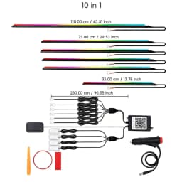 5/6/9/10in1 Symphony Car Ambient Light Interior Acrylic Guide LED Strip Light Cigarette Decoration Atmosphere Lamp APP Control