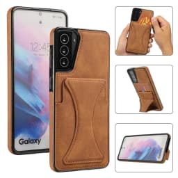 for Samsung Galaxy S21 S10 S20 Plus Ultra S10E S20 FE Case Luxury Slim Fit Premium Leather Card Slots Shockproof Kickstand Cover