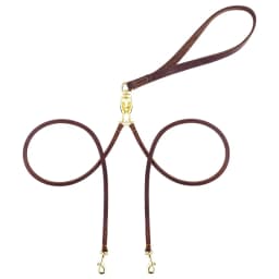 Benepaw Genuine Leather Double Dog Leash Durable Heavy Duty No Tangle Dual Puppy Pet Leads For Small Medium Dog Walking Training