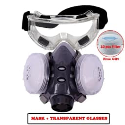 Half Face Dust Mask With Safety Goggles Dual Filters KN95 Filter Dust-proof Respirator For Carpenter Builder Polishing Work Safe