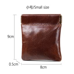 3 Size Options Genuine Leather Squeeze Coin Purse, Automatic Closing Jewelry Pouch, Multi-Size Mini Storage Bag for Small Items