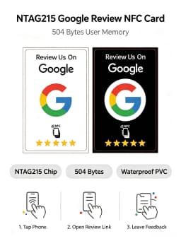 100Pcs Black Premium Wear‑Resistant Matte Finish Reusable Google Review Tap NFC Card Programmable NFC Tap Card User‑Friendly