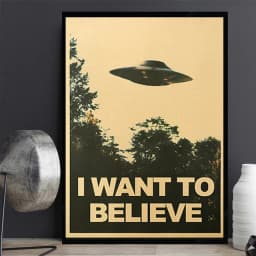 I WANT TO BELIEVE The X Files Art Posters and Prints UFO Retro TV Series Canvas Painting Wall Art Decorative Picture Room Decor