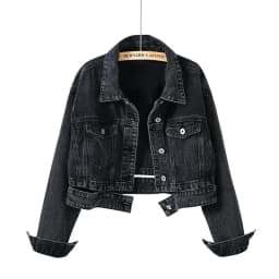 2026 New Women's Blue Denim Jacket Single-breasted Lapel Coat Fashion Casual Tops Green Black Red Outerwear Female Overcoat