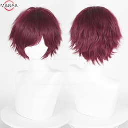 Anime 30cm Short Straight Cosplay Wig Black White Green Brown Purple Blue Gray Red Gold Man Women Heat Resistant Synthetic Hair