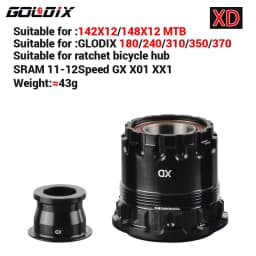 GOLDIX Bicycle Hub Adapter with QR/THRU End Cap HG/XD/MS Bicycle Hub Body for MTB/Road Bike Freehub