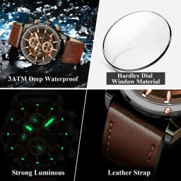 POEDAGAR High Quality Quartz Man Clock Waterproof Luminous Chronograph Date Men Wristwatch Leather Luxury Business Men's Watches