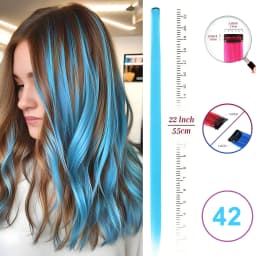 VEYDA Colored Party Highlights Clip in Hair Extensions for Girls 22 Inches Omber Colors Straight Hair Synthetic Hairpieces