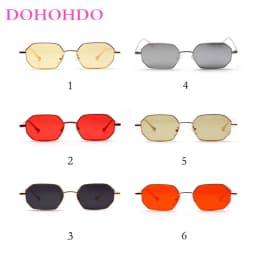 DOHOHDO Retro Metal Small Frame Sunglasses Men Women Vintage Square Black Pink Red Sun Glasses Fashoin Brand Eyeglasses UV400