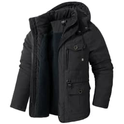 Men's Jacket WINTER Coats USA SIZE Large SIZE Lamb Fleece JACKETS Hooded Cotton Thickened Multi Pocket Casual Mid length Coat