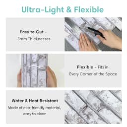 10 Pcs 3D Wall Panel Peel and Stick, 3D Brick Wall Sticker, Kitchen Adhesive Sticker, Tiles Stickers Waterproof