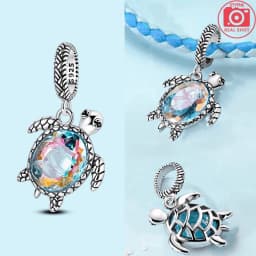 925 Sterling Silver Ocean Series Blue Turtle Starfish Shell Fit Original Bracelet Charms for Women diy Fine Jewelry Gifts