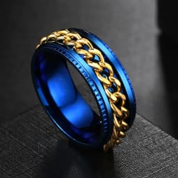 Anxiety Fidget Rings For Men Spining Titanium Stainless Steel Colorfully Spinner Rotatable Chain Jewelry Rotating Rings Men Gift