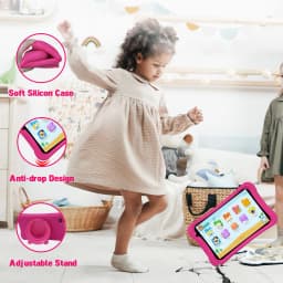 PRITOM 8 Inch Kids Android Tablet, 2GB RAM+64GB ROM, Quad Core, 5000 MAH, WiFi Dual Camera, Bluetooth, Toddler Tablet
