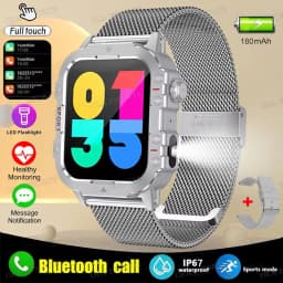 New Flashlight Military Smart Watch Men IP68 5ATM Outdoor Sports Fitness Tracker Health Monitor 1.44Inch BT Call Smartwatch HT30
