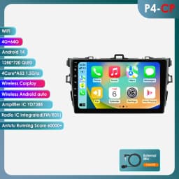 Hizpo 8 Core 8+128G For Toyota Corolla E140/150 2007 - 2012 2Din Android Car Radio Multimedia Video Player Autoradio Carplay GPS