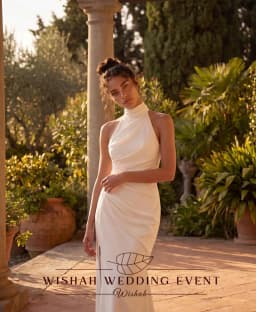 Wishah Customized Elegant White Halter Pleated Sleeveless Backless Button Forked Mermaid Long Bridal Gown for Wedding Party 2027