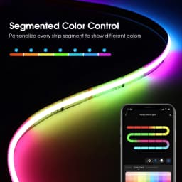 Smart Colorful COB LED Stirp with Tuya Controller 12V RGBIC APP Control DIY Segmented Control Color Game Room Night Ambinet Lamp