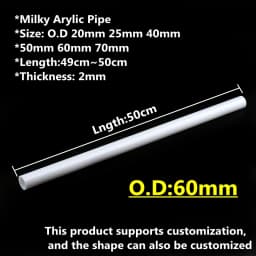 (50cm/lot) OD 16 20 25 32 40 50 60 70mm Milk White Acrylic Tube PMMA pipe for Home Garden lampshade, Aquarium accessories DIY