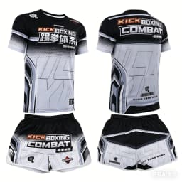2026 Summer Men's MMA Training Suit Quick Dry Combat Sportswear Set Bold Pink & Black Graphic Shorts & T-Shirt Outfit for Kids