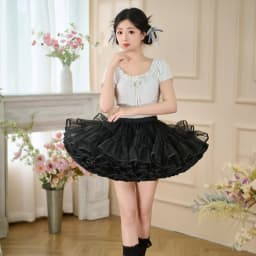 Lolita Soft Tulle Violent Short Support Flying Duck Butt Skirt Support Super Violent No-Bone Lace Bustle Half Skirt for ...