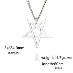 Unift Inverted Pentagram Satanic Necklace for Men  Stainless Steel Long Neck Chain Goth Gothic Occult Wicca Pentacle Jewelry