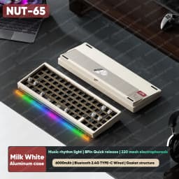 Rainy65 NUT65 Mechanical Keyboard Aluminum Kit 68% Layout HotSwap Three Mode Rgb Gaming Keyboard FR4 E-sports Accessories