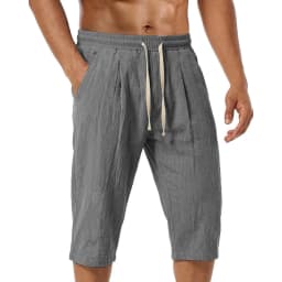 summer Men's Linen shorts pants Solid Color Casual Pants for Men Sport Breathable Baggy Pant Beach Lightweight Cotton Trousers