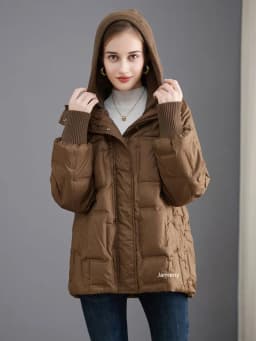 Janveny 2025 New Winter Short White Duck Down Jacket Women Casual Loose Warm Parkas Knitted Hat Detachable Puffer Down Coat