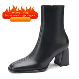 Women Ankle Boots Luxury Genuine Leather High Heels Zipper Black Chelsea Short Boot 2026 Elegant Female Booties Designer Shoe 42