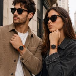 Luxury Simple Couple Watches Set 2Pcs Thin Round Dial Mesh Strap & Leather Band Quartz Wristwatches For Men Women Couple Gift