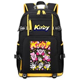 Kirby Cartoon Print Student Backpack Large Capacity Travel School Bag for Kids Teens