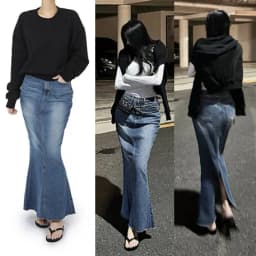 Basic Black White Fish Tail Split Long Skirt Spring Autumn New Style Back Split Body Shape Half Fish Tail Skirt Trendy Women'...