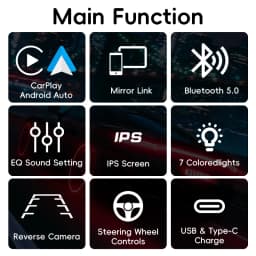 HIPPCRON Car Radio 6.86" Wireless Carplay Android Auto 1Din Car Stereo Multimedia Video BT5.0 FM USB Type-C Charge MP5 Player