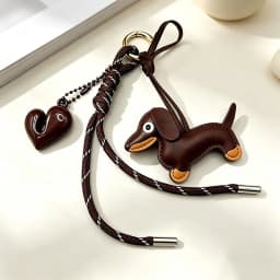 1PC Dachshund Keychain Bag Charm Mini Star PU Leather Creative Gift for Women Purse Car Hanging Chatm Accessories