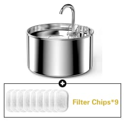 ZYFeeder 2.2L Automatic Cat Water Fountain Square Stainless Steel Bowl Pet Water Feeder Dog Water Fountain Silent(No 5V 1A Plug)