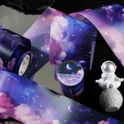 Etori Life Night Island Starry Sky Set 1Pcs Dreamy Starry Sky Gradient Journal Tape Blue-Purple Night Sky Cloud Pattern Decorative Journal Material for Laptops, Phone Cases, Photo Albums, Handmade Scrapbooking Supplies, Desk Decoration Accessories, Room Decoration, Stamp Pads, Pencil Cases, Student Gift Paper Bags, School Supplies, DIY Crafts, Children's Stickers, Gifts for Friends