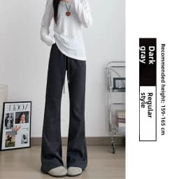 Gray High Waist Bell Bottom Pants Women's Summer Casual Sports Sweatpants Small Size Slimming  Hoof Pants