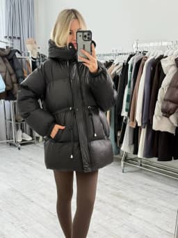 Women Solid Thicken Cotton Outwears Casual Stand Collar Zipper Long Sleeves Lace Up Detachable Hat Coat Winter Lady Warm Jackrts