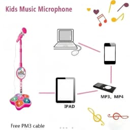 Karaoke Microphone with Stand, Portable Music Singing Machine with Audio Effects for Home Party and Fun Entertainment