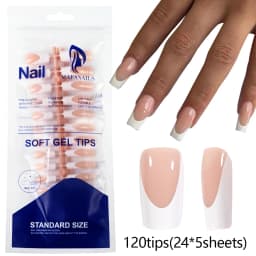 150Pcs/set White French Gel Nail Tips Medium Almond Nude Pink Press On Nail French Tips Matte/Glossy Frosted Soft Gel Nail Tips