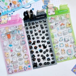 NEKONI Creative Animals Cartoon Crystal Stickers Scrapbooking DIY Journaling Stationery Diary Cute Stickers School Supplies
