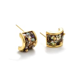 22K Gold Plated Shell Huggie Earrings with Cubic Zirconia Women's Luxury Hoop Earrings |Elegant Party Jewelry Daily Wear