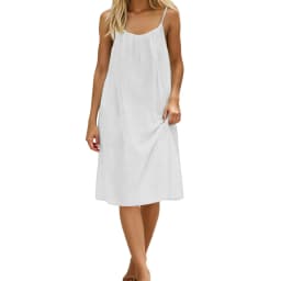 Women Sexy Backless Dress Solid Color Loose Fit Sleeveless Adjustable Short Dress With Straps Beach Vacation Sundress For Women