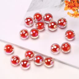 16MM 10 Pieces/Bag Style Random Acrylic Plated Colored Beads, Round Inner Color DIY Straight Hole Handmade Bracelet, Beaded Loos