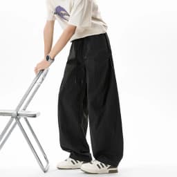 Ice Silk Joggers Pants Men Summer Trendy Brand Loose Straight Wide-leg Thin Trousers Man Breathable Quick-dry Slacks Long Pants