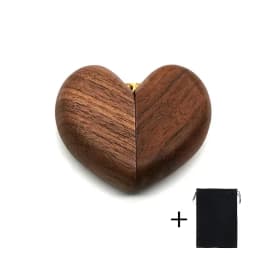 Heart Flip Ring Box, Wedding Engagement Ring Box Walnut Wood Engagement Ring Holder Personalized Gift Anniversary Gifts Couples